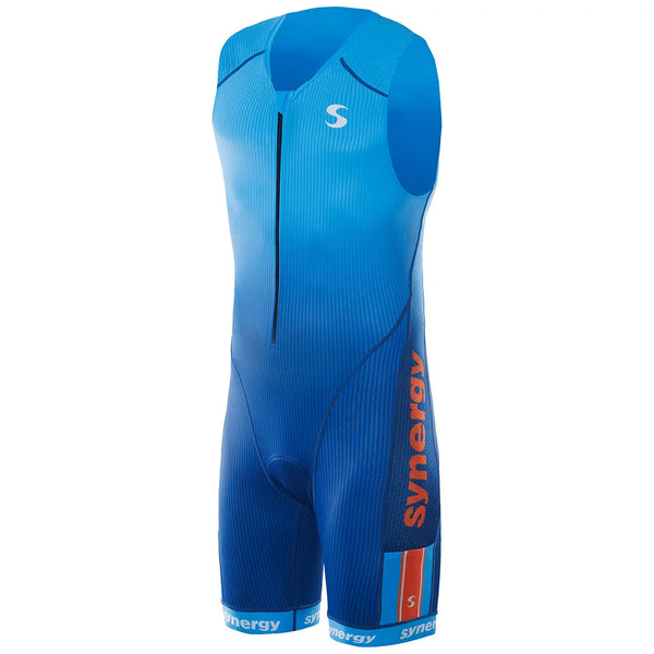 BODY SYNERGY TUTA TRIATHLON UOMO SMANICATA  AZZURRA