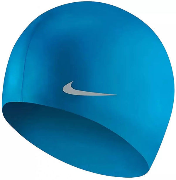CUFFIA PISCINA NUOTO NIKE SWIM CAP SILICONE BIG SWOOSH AZZURRA