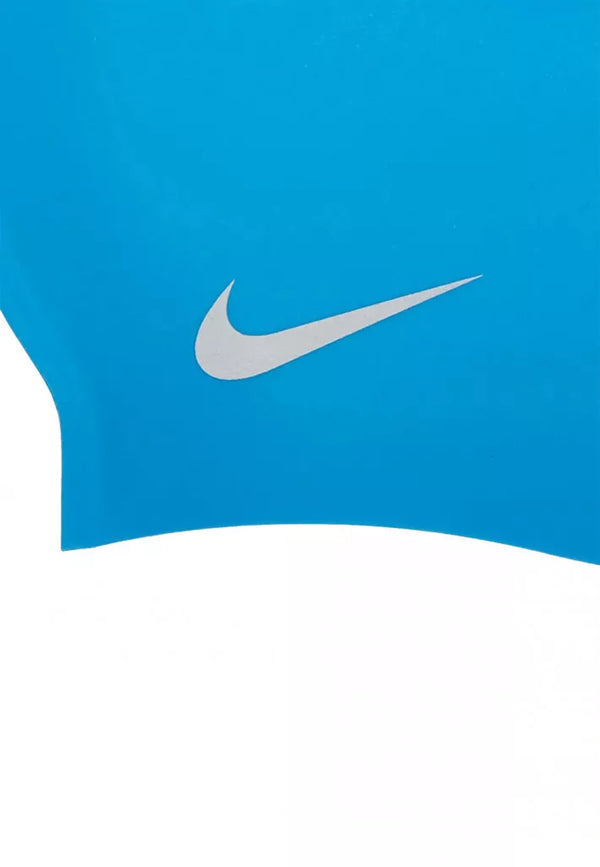 CUFFIA PISCINA NUOTO NIKE SWIM CAP SILICONE BIG SWOOSH AZZURRA