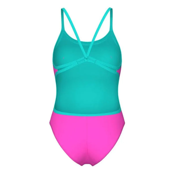 COSTUME NUOTO ARENA DONNA INTERO PISCINA LACE SOLID ROSA SPALLINA STRETTA