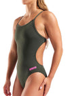 COSTUME ARENA DONNA INTERO PISCINA SOLID NUOTO DARK SAGE VERDONE SPALLINA