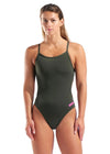 COSTUME ARENA DONNA INTERO PISCINA SOLID NUOTO DARK SAGE VERDONE SPALLINA