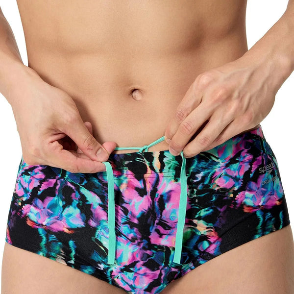 COSTUME SPEEDO UOMO TRUNK NUOTO PISCINA ML PRINTED END+ 13,5 CM NERO VIOLA FANTASIA
