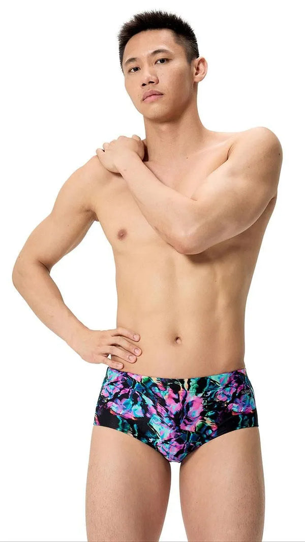 COSTUME SPEEDO UOMO TRUNK NUOTO PISCINA ML PRINTED END+ 13,5 CM NERO VIOLA FANTASIA