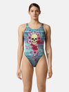 COSTUME DONNA AKRON ITALIA NUOTO PISCINA SKULLY FLOWER - TOP LEVEL SPORT
