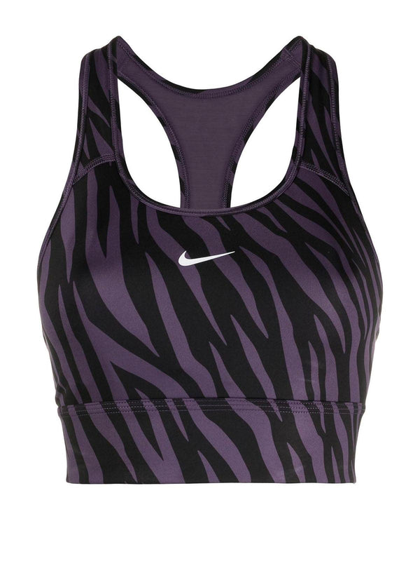 TOP NIKE SWOOSH WOMAN BRA DONNA FUNCTIONAL TRAINING ZEBRA VIOLA - TOP LEVEL SPORT
