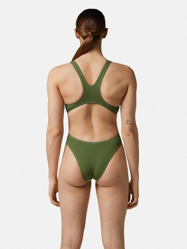 COSTUME DONNA AKRON ITALIA NUOTO PISCINA BICOLOR GIALLO VERDE - TOP LEVEL SPORT