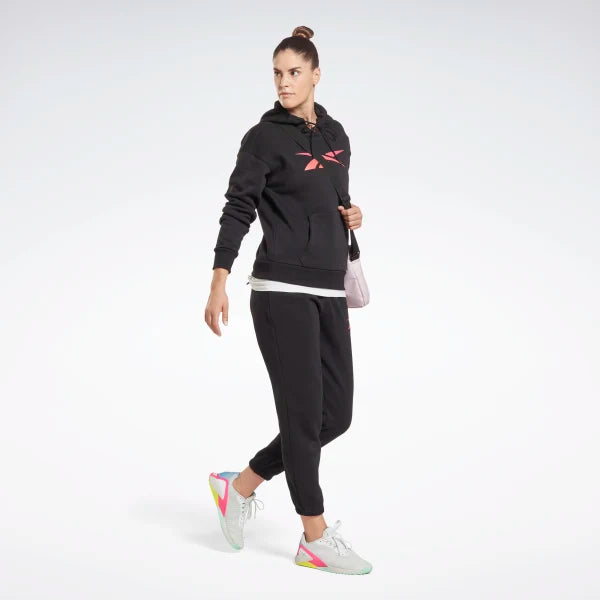 WOMEN S HOODED SWEATSHIRT REEBOK TRAINING HOODIE BLACK TRACKSUIT