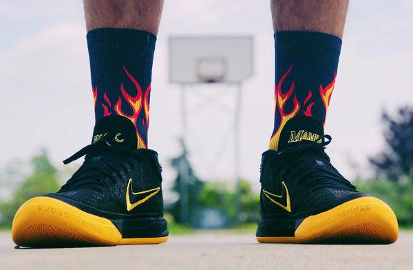 SCRIMMAGE FLAME BLACK SPORT PADLE BASKETBALL CROSSFIT SOCKS