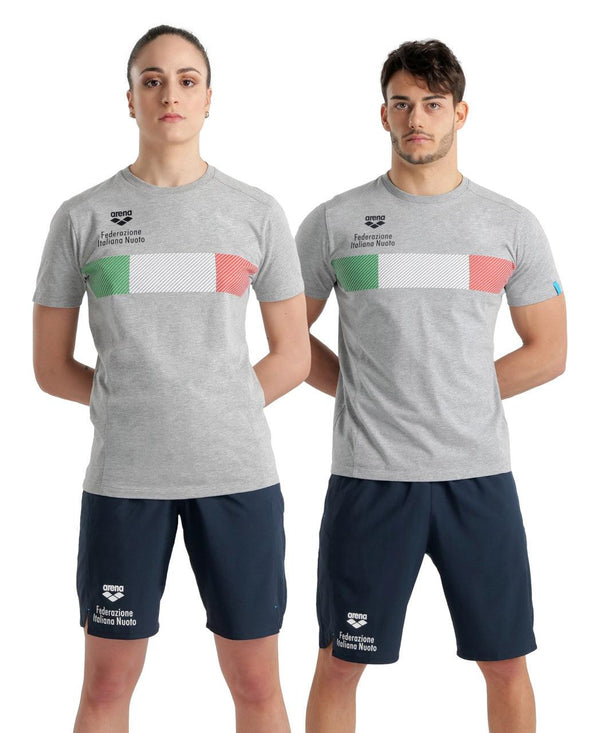 T SHIRT ARENA FIN ITALIA MAGLIA TRAINING NAZIONALE GRIGIA - TOP LEVEL SPORT