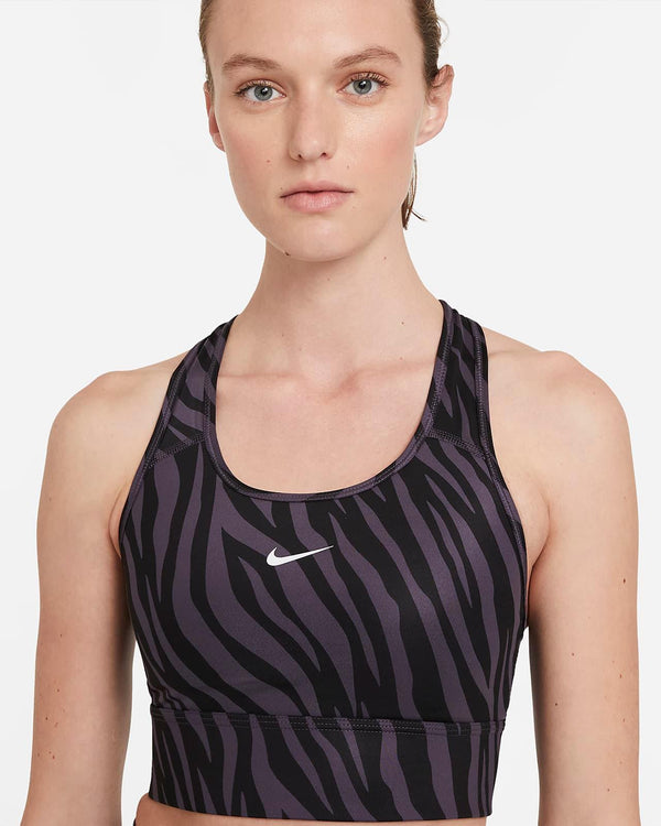 TOP NIKE SWOOSH WOMAN BRA DONNA FUNCTIONAL TRAINING ZEBRA VIOLA - TOP LEVEL SPORT