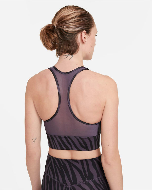 TOP NIKE SWOOSH WOMAN BRA DONNA FUNCTIONAL TRAINING ZEBRA VIOLA - TOP LEVEL SPORT